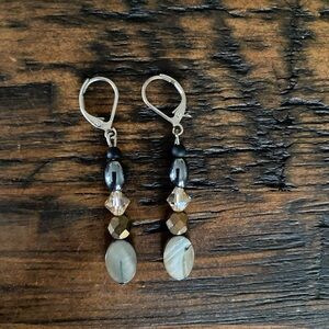 Hand Crafted Black and Gold Beaded Earrings